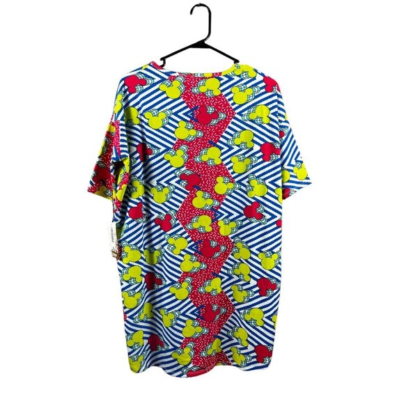 LulaRoe Irma Disney Women's Neon Mickey Striped Top - Picture 2 of 7